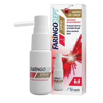 Faringosept spray bucofaringian 3mg/ml, 30ml, Terapia