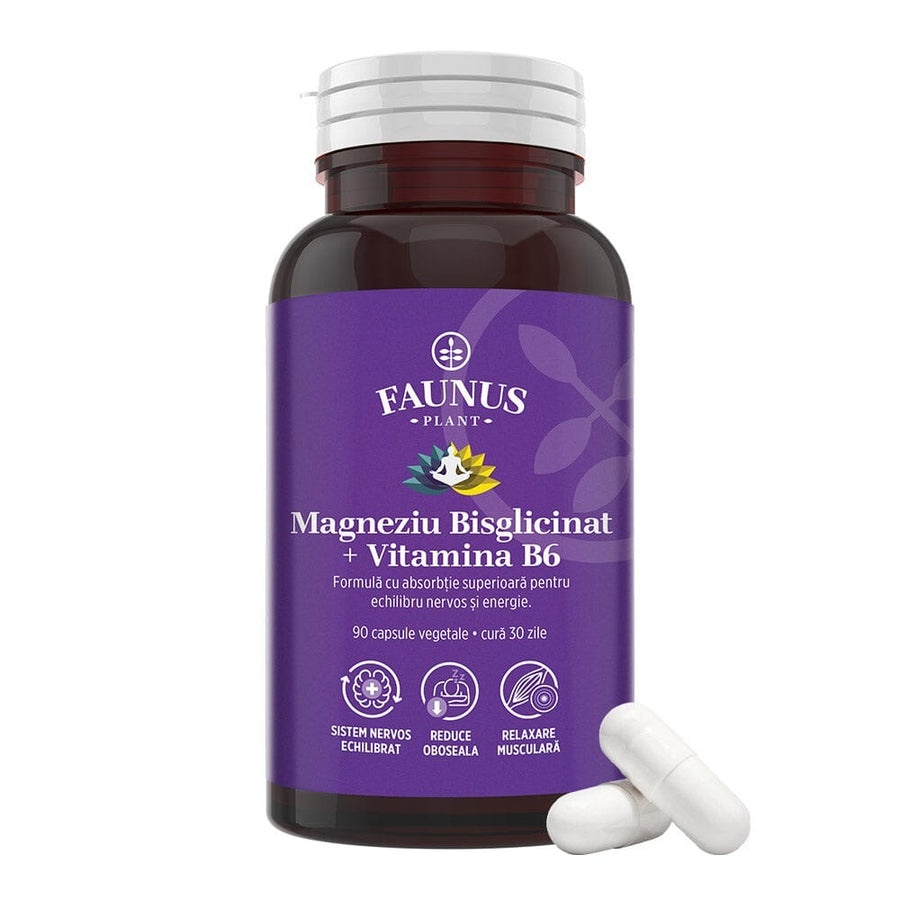 Faunus Magneziu Bisglicinat și Vitamina B6, 90 capsule vegetale