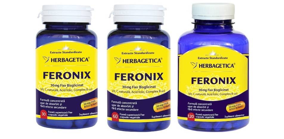 Feronix (Fier Bisglicinat) - Herbagetica - 30 capsule - poza 1
