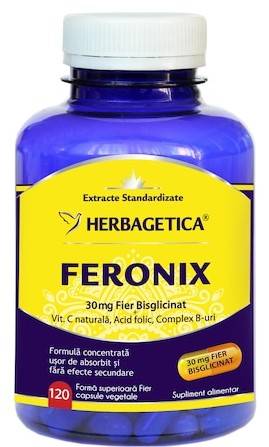 Feronix (Fier Bisglicinat) - Herbagetica - 30 capsule - poza 2