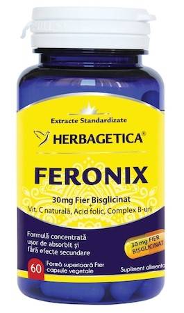 Feronix (Fier Bisglicinat) - Herbagetica - 30 capsule - poza 3