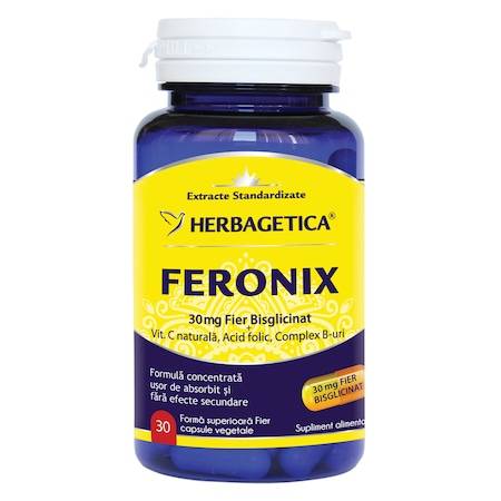 Feronix (Fier Bisglicinat) - Herbagetica - 30 capsule - poza 4