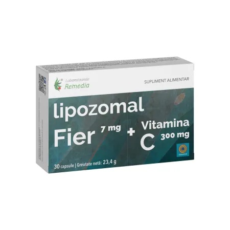 Fier Lipozomal + Vitamina C, 30 capsule – Laboratoarele Remedia