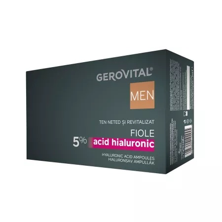 Fiole cu acid hialuronic 5% Gerovital Men, 10 fiole, Farmec