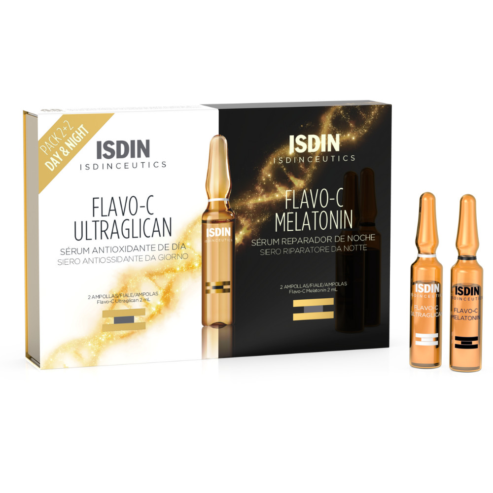 Fiole Ser Antioxidant Ultraglican si Melatonina Day & Night, 10 fiole + 10 fiole, Isdin
