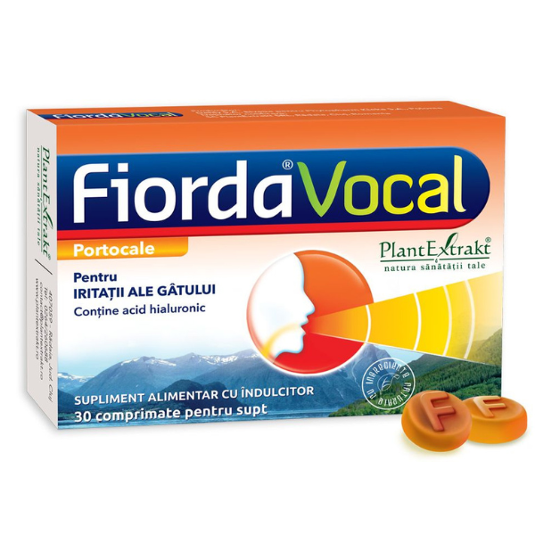 Fiorda Vocal cu aroma de portocale, PlantExtrakt | 30 comprimate