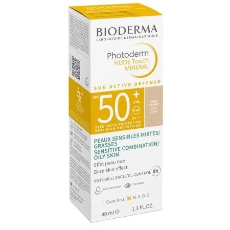Fluid Nude Touch Mineral cu SPF50+ foarte deschis Photoderm, 40ml, Bioderma