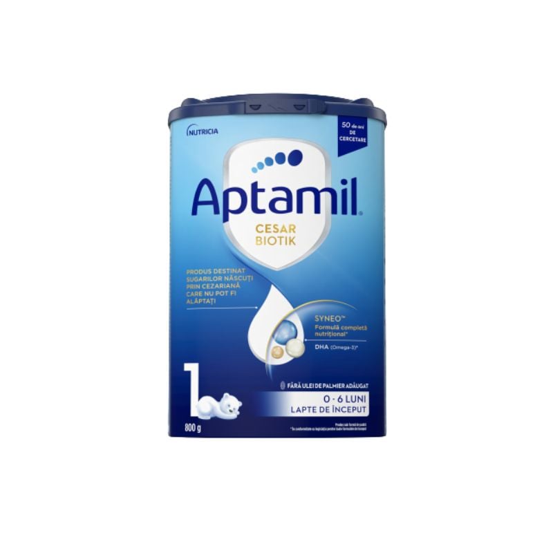 Formula de lapte praf CesarBiotik 1, 0-6 luni, 800g, Aptamil