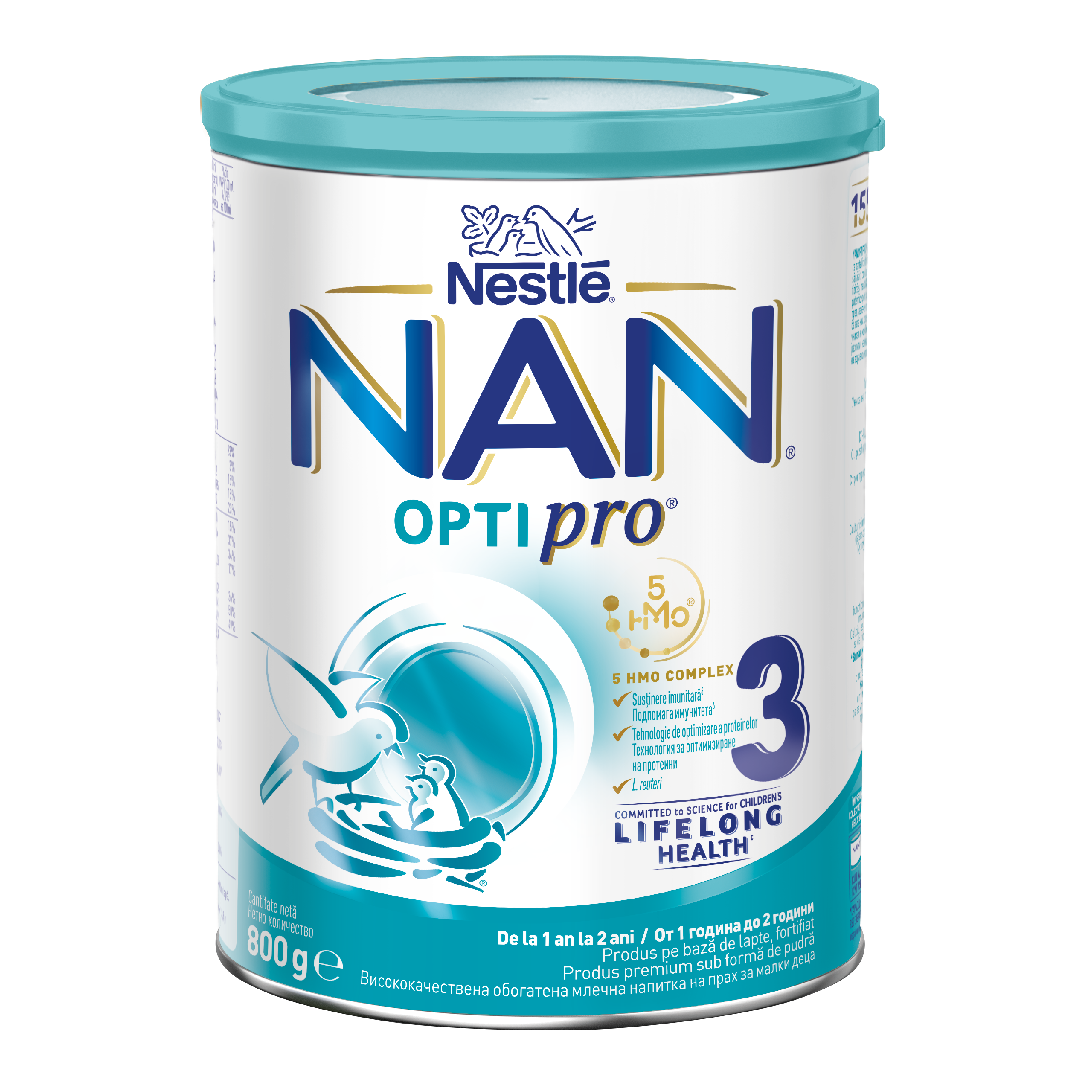 Formula de lapte praf, Nan 3 Optipro HMO, 12+ luni, 800 g, Nestle