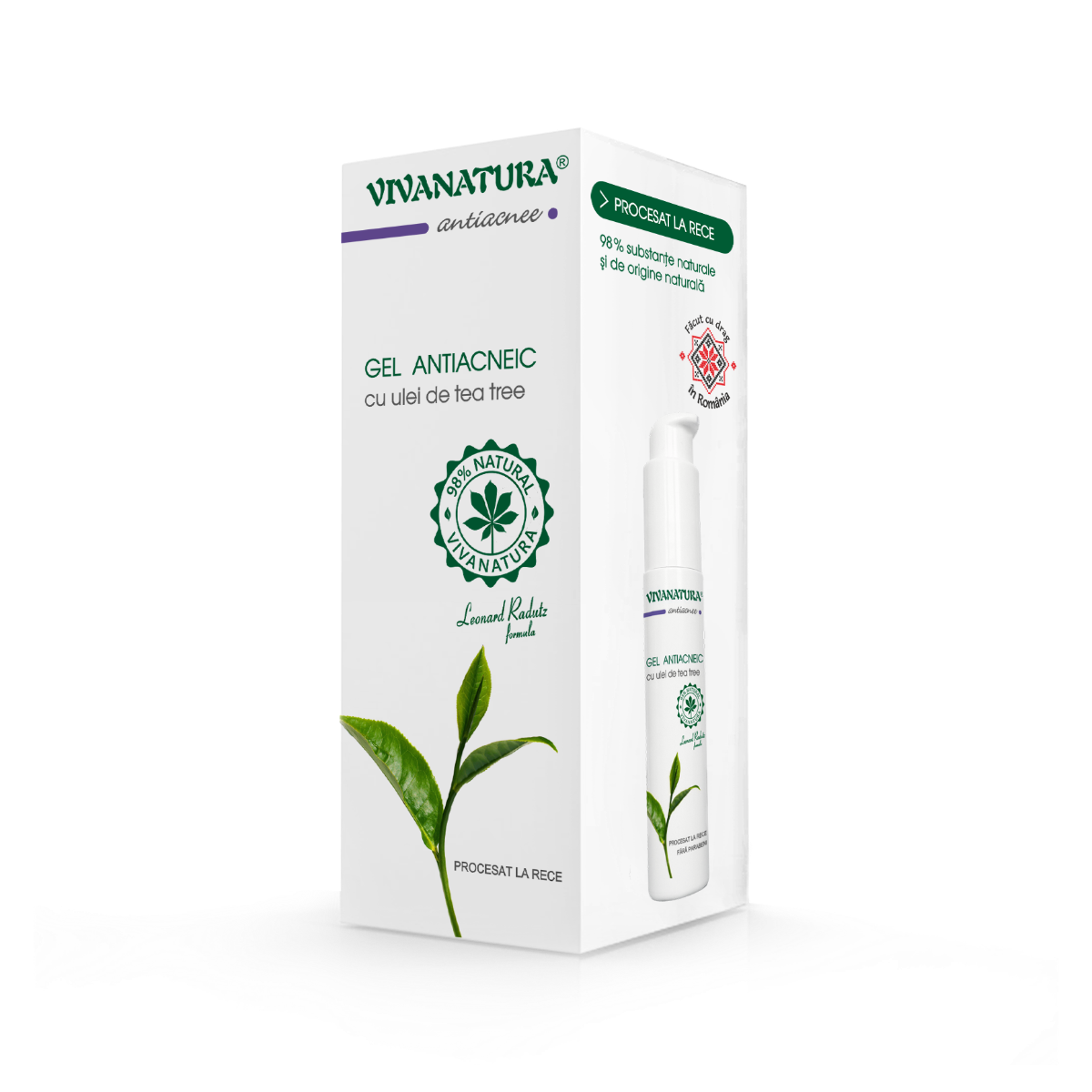 Gel antiacneic cu ulei de tea tree, 50ml, VivaNatura