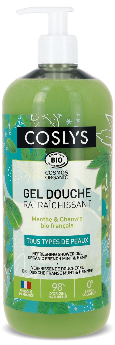 Gel de dus bio revigorant cu Menta si Canepa, 250ml, Coslys