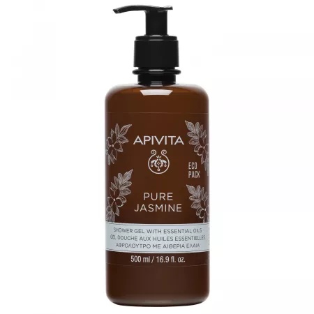 Gel de dus cu aroma de iasomie si uleiuri esentiale Pure Jasmin, 500ml, Apivita