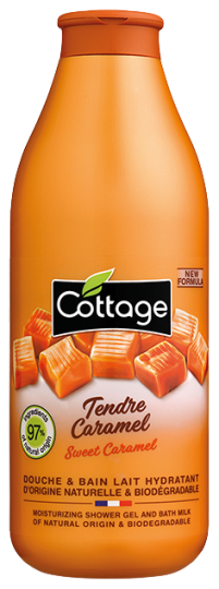 Gel de dus si lapte de baie cu lapte si caramel, 750ml, Cottage