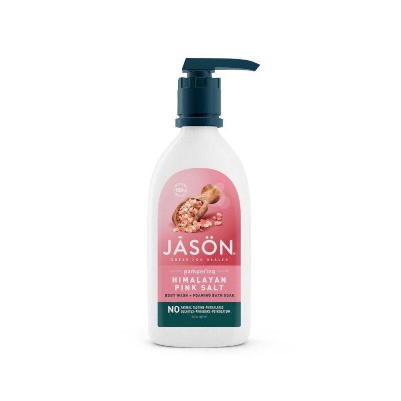 Gel de dus si spuma de baie cu sare roz de Himalaya, 887 ml, Jason