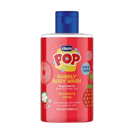 Gel de dus spumant cu aroma de bomboane cu capsuni POP, 300ml, Chicco