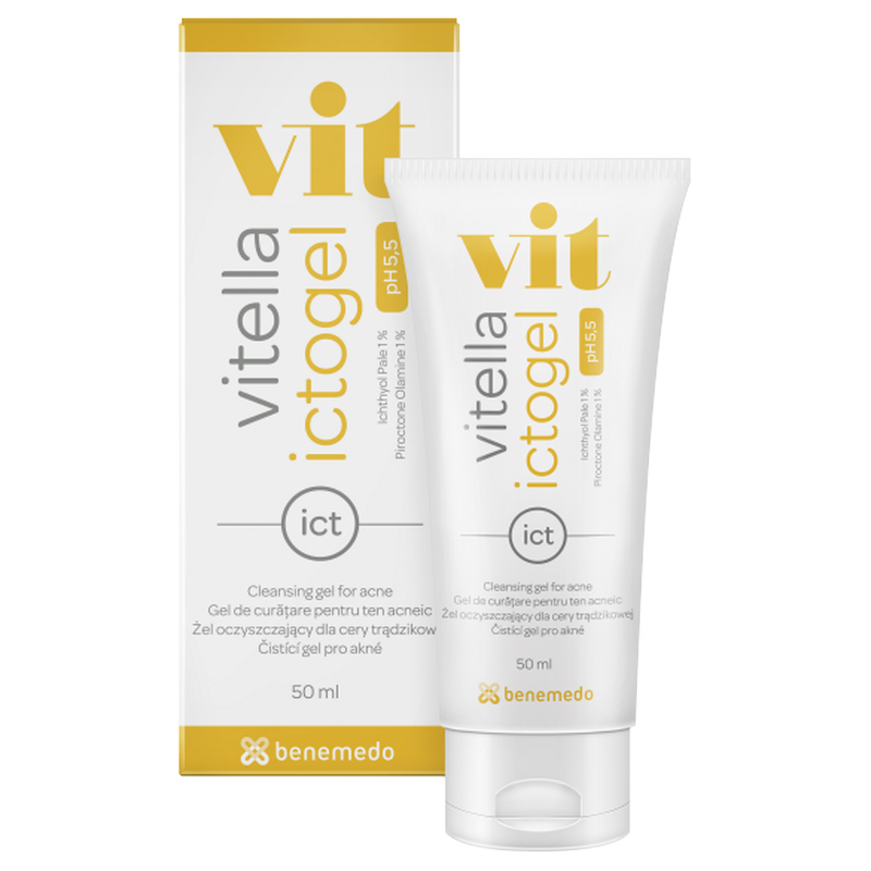 Gel de spalare pentru ten gras si acneic Vitella Ictogel, Benemedo | 50 ml