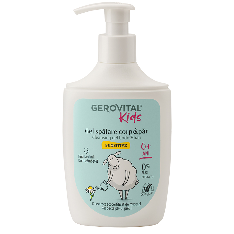 Gel spalare corp si par Sensitive, pentru copii, Gerovital Kids | 300 ml