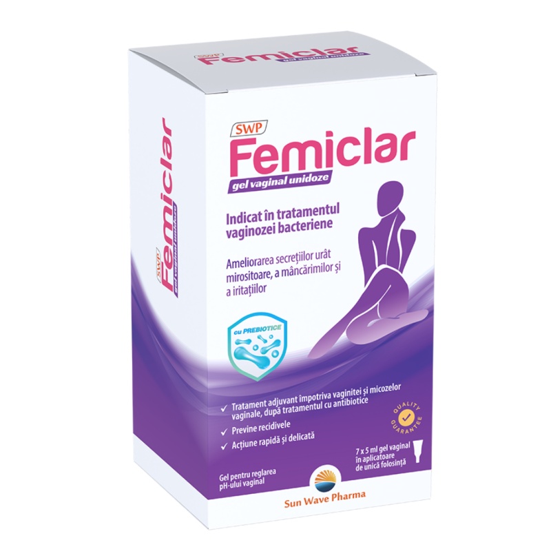 Gel vaginal Femiclar unidoze, 5ml, 7 aplicatoare, Sun Wave Pharma
