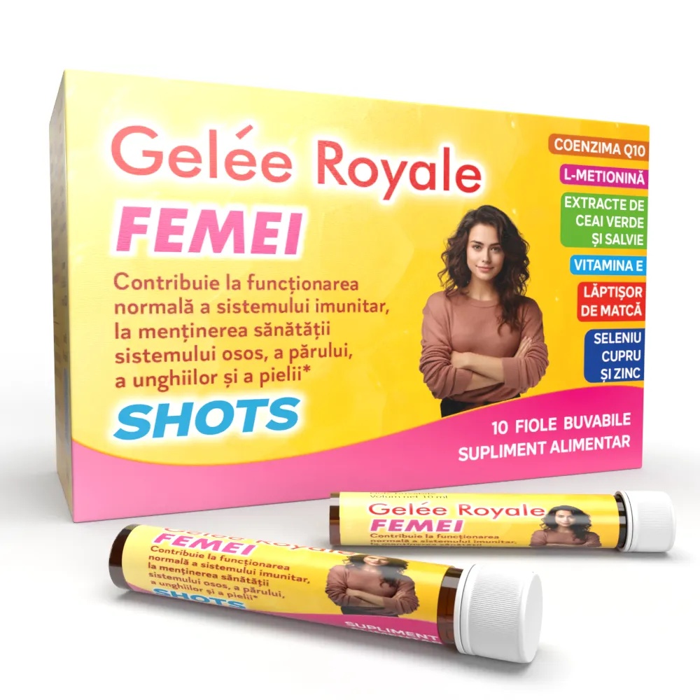 Gelee Royale Femei Shots, 10 fiole buvabile, Justin Pharma