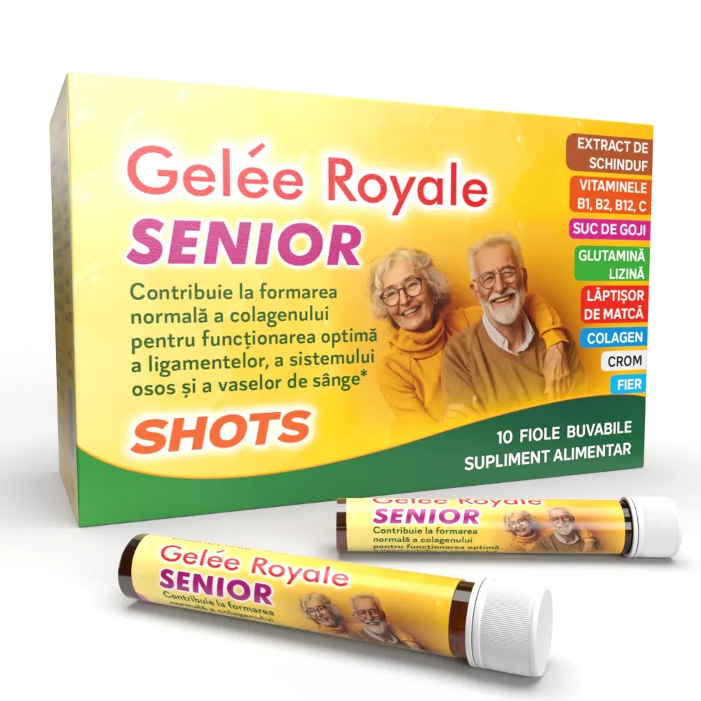 Gelee Royale Senior Shots, 10 fiole buvabile, Justin Pharma