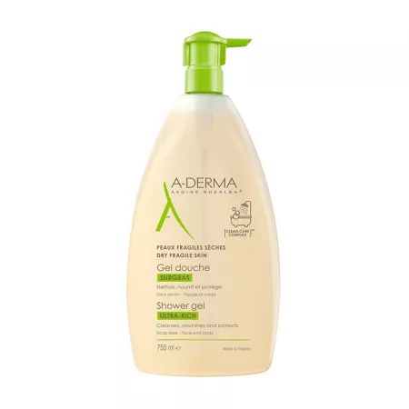 Gelul de dus spumant ultra-bogat ADerma, 750 ml