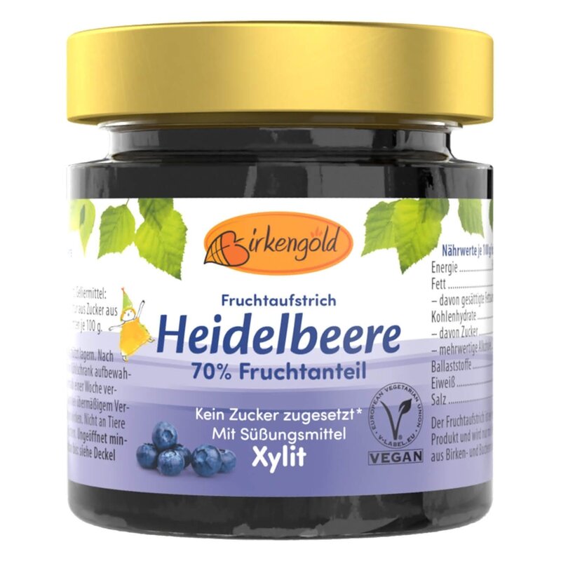 Gem de afine indulcit cu xylitol 200g Birkengold