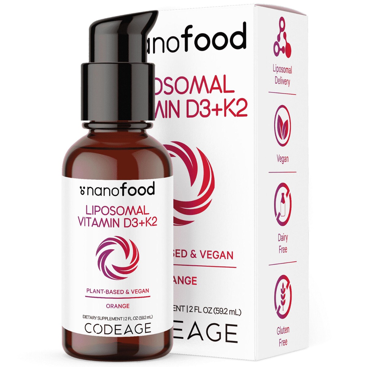 GNC CODEAGE LIPOSOMAL VITAMIN D3+K2 LIQUID ORANGE 59,2ML 585117