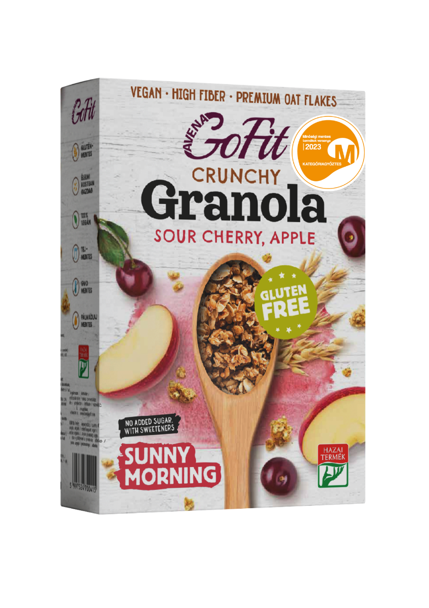 Granola cu cirese si mere fara gluten, 250g, Avena GoFit