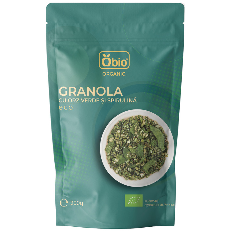 Granola cu orz verde si spirulina bio 200g Obio