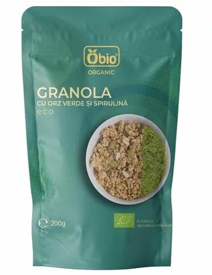Granola eco cu orz verde si spirulina, 200g, OBio