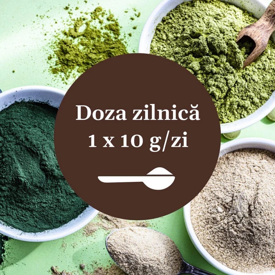 Greenerals - Amestec de superalimente naturale cu nutrienți esențiali pentru organism. Pudră 300g. Energie și vitalitate. Susține imunitatea și detoxifierea în mod natural cu un mix de verdețuri, superalimente și antioxidanți - poza 4