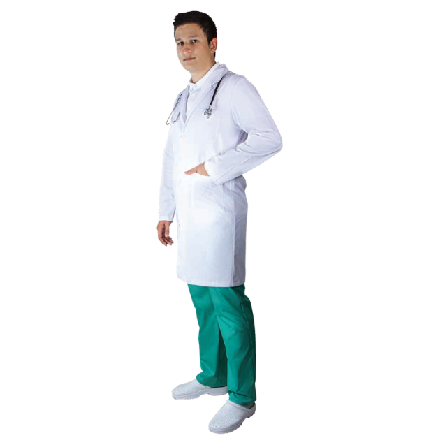 Halat medical lung pentru barbati, alb, marimea M