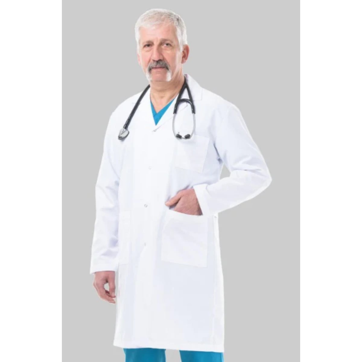 Halat medical pentru barbati alb - Dr. Rever Long - XS