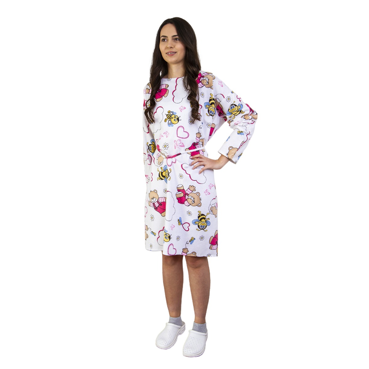 Halat pacienti spital, PRIMA, design cu ursuleti si inimioare, cu snur, XXL