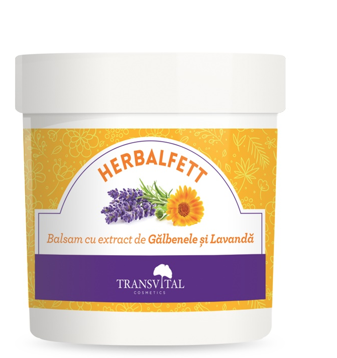 Herbalfett Balsam cu extract de Galbenele si Lavanda, 250ml - Quantum Pharm