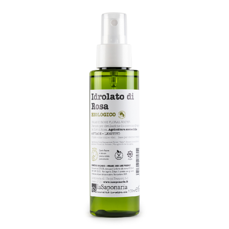 Hidrolat bio (apa florala) anti-imbatranire de trandafir, 100ml, La Saponaria