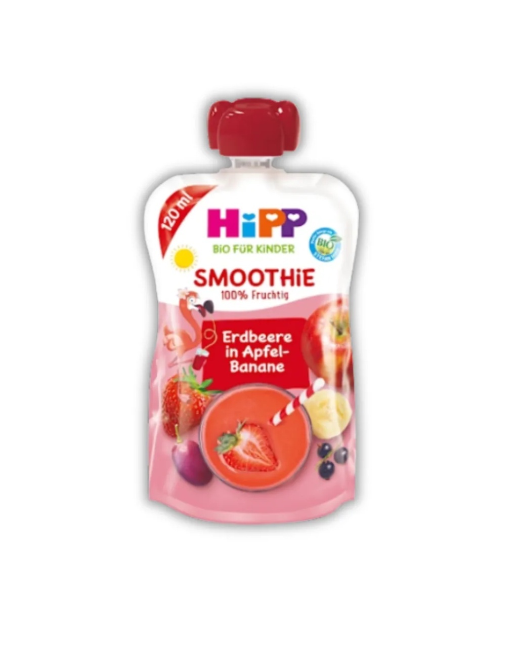 HIPP Smoothie Capsuni, mare si banane, 120ml