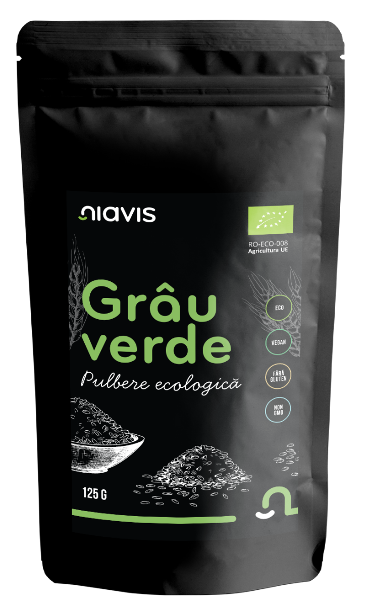 Iarba de grau Pulbere ecologica, 125g, Niavis