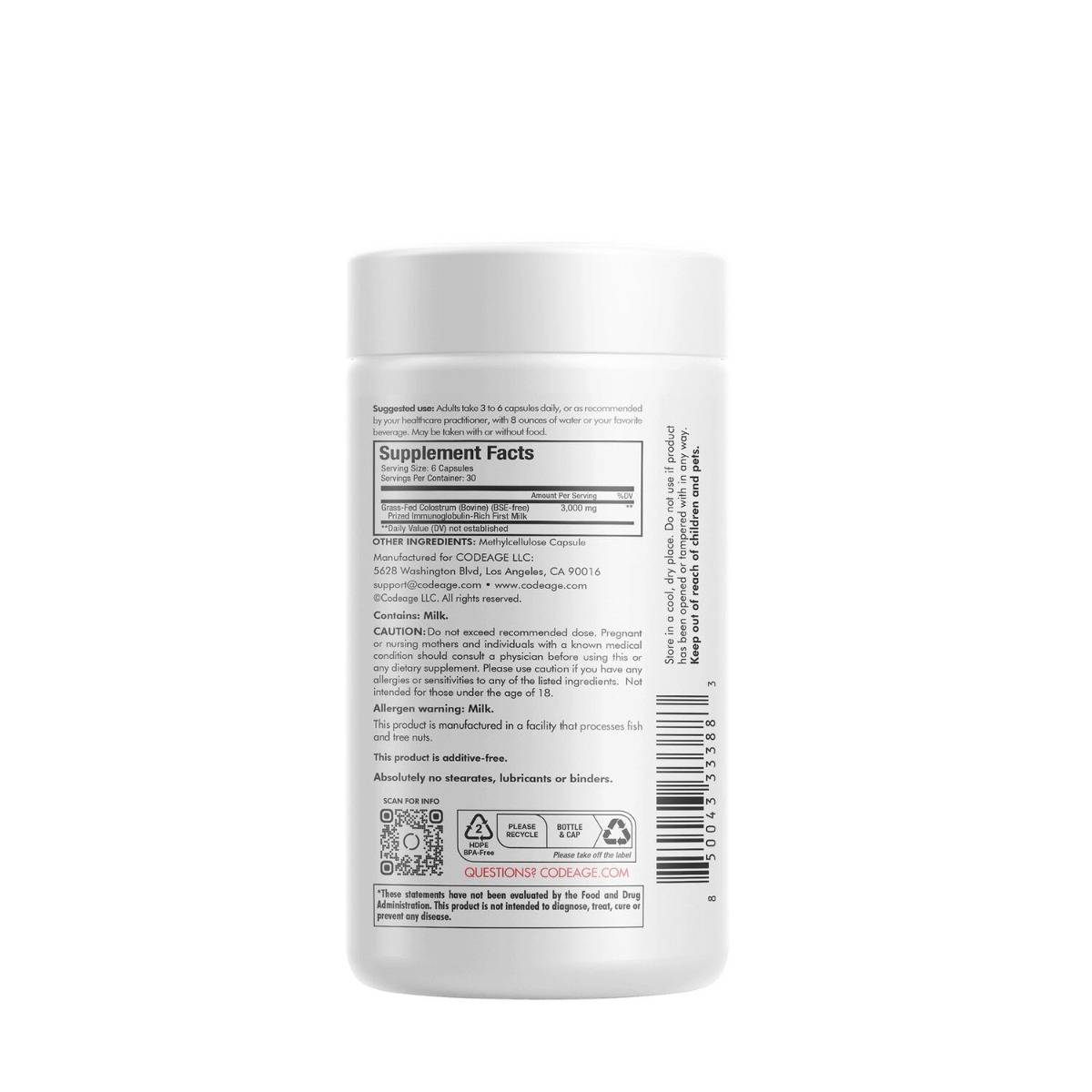 Immuno Bovine Colostrum - Colostru Bovin Bogat in Imunoglobuline, 180 capsule - Codeage - GNC - poza 3