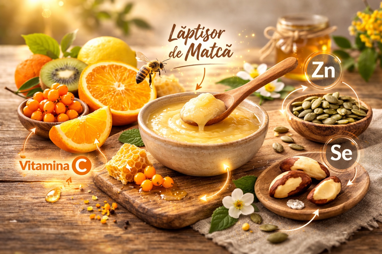 Imuno Royal Jelly, laptisor de matca cu vitamina C si zinc, 1 fiola X 25ml - poza 2