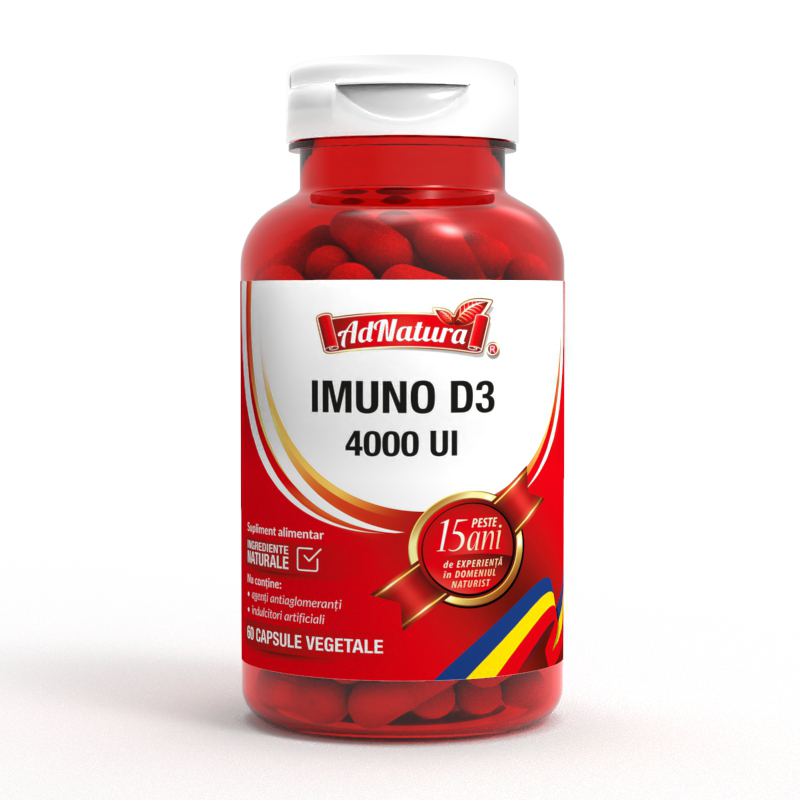 Imuno Vitamina D3 4000UI naturala, pentru imunitate si oase, Ad Natura, 60 capsule