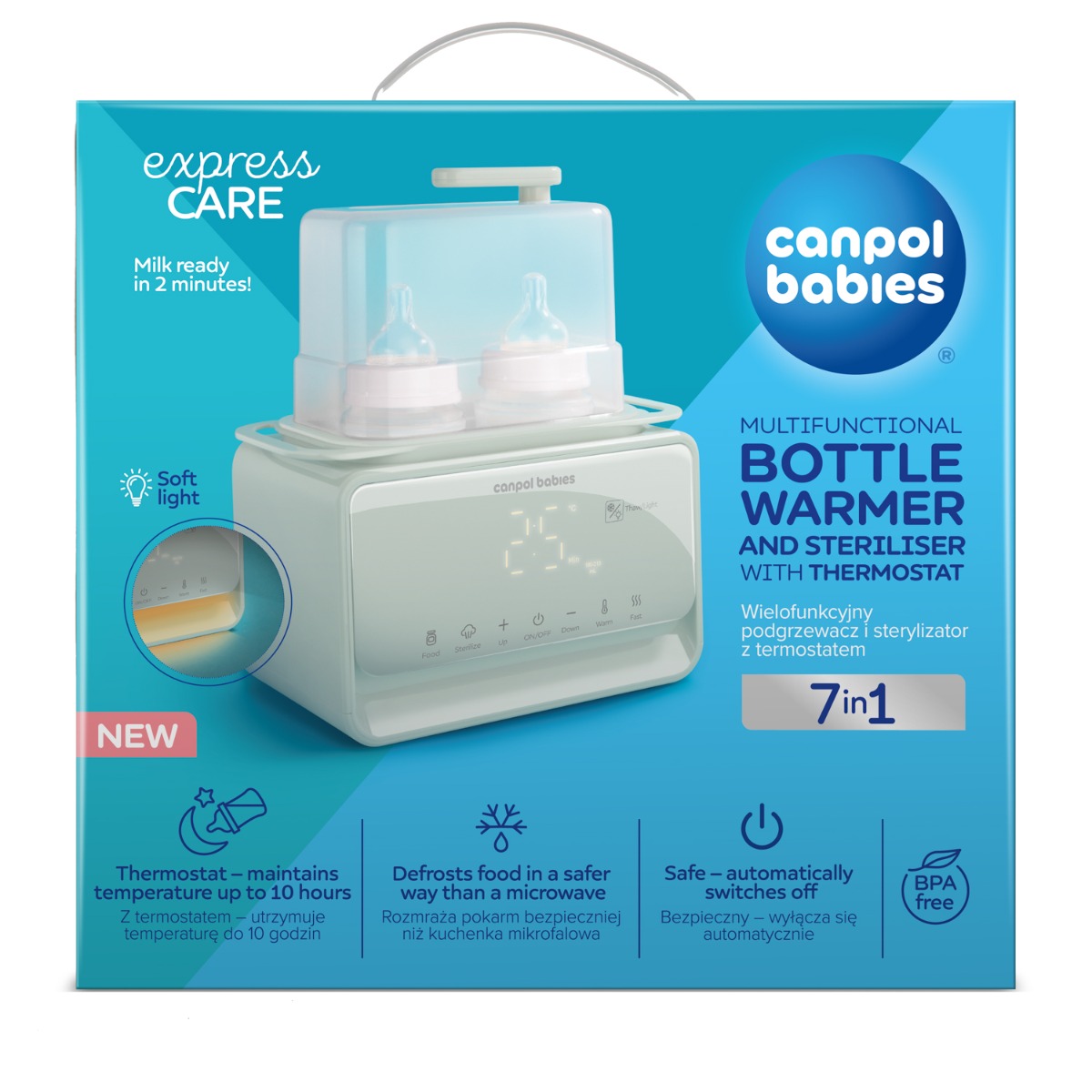 Incalzitor biberoane si sterilizator cu termostat si lampa de veghe 12/218, 1 bucata, Canpol babies