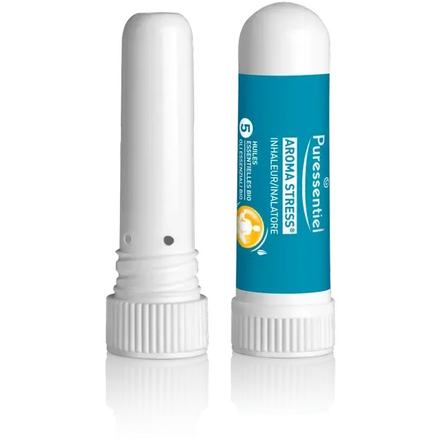 Inhalator nazal Aroma Stress cu 5 uleiuri esentiale, 1ml, Puressential