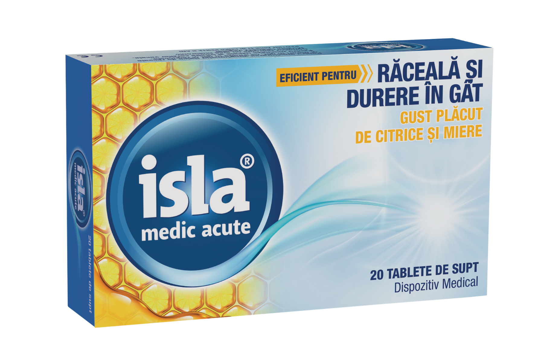 Isla Medic Acute cu gust de citrice si miere, 20 tablete de supt, Engelhard Arzneimittel