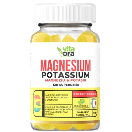Jeleuri cu aroma de lime Magnesium Potassium, 120 bucati – Vita Ora