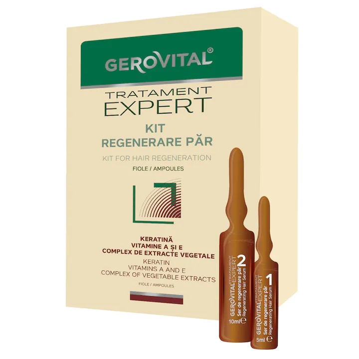 Kit regenerare par Gerovital Tratament Expert, 10 fiole, Farmec