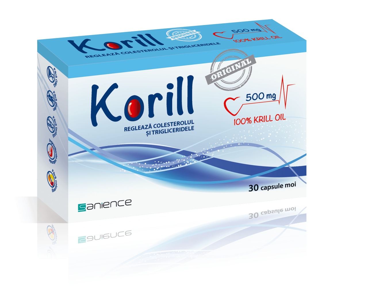 Korill ulei pur de krill 500 mg, 30 capsule, Sanience