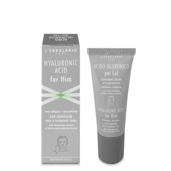 L'Erbolario Contur pentru ochi anti oboseala cu acid hialuronic pentru barbati, 15ml