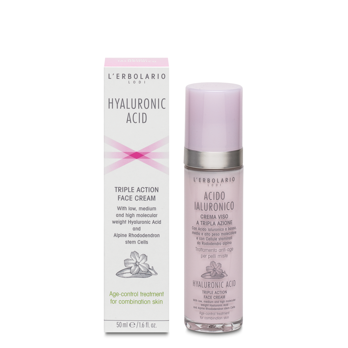 L'Erbolario Crema de fata pentru ten mixt cu acid hialuronic, 50ml