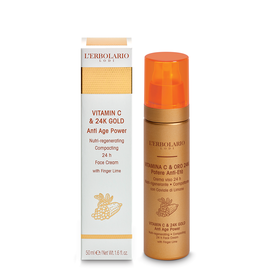 L’Erbolario Crema de fata Vitamina C si Aur de 24K, 50ml